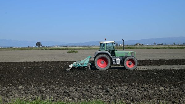 Tractor ploughing a field